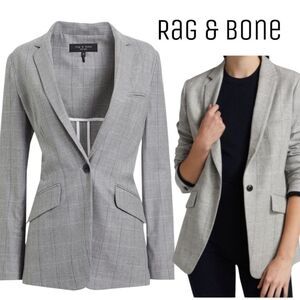 RAG & BONE Grey Andre checked 💯 wool blazer S